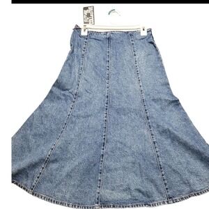 Future Collective Denim Maxi Skirt Blue Wash Size 8 A Line Flared Jean Skirt